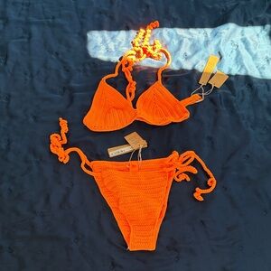 Skims Orange Crochet Bikini new with tags